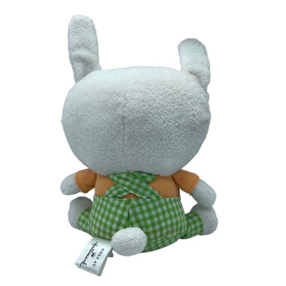 Somebunnys 1st Easter Plush Bunny Hallmark White Green Checkered Outfit 9” - Picture 5 of 7